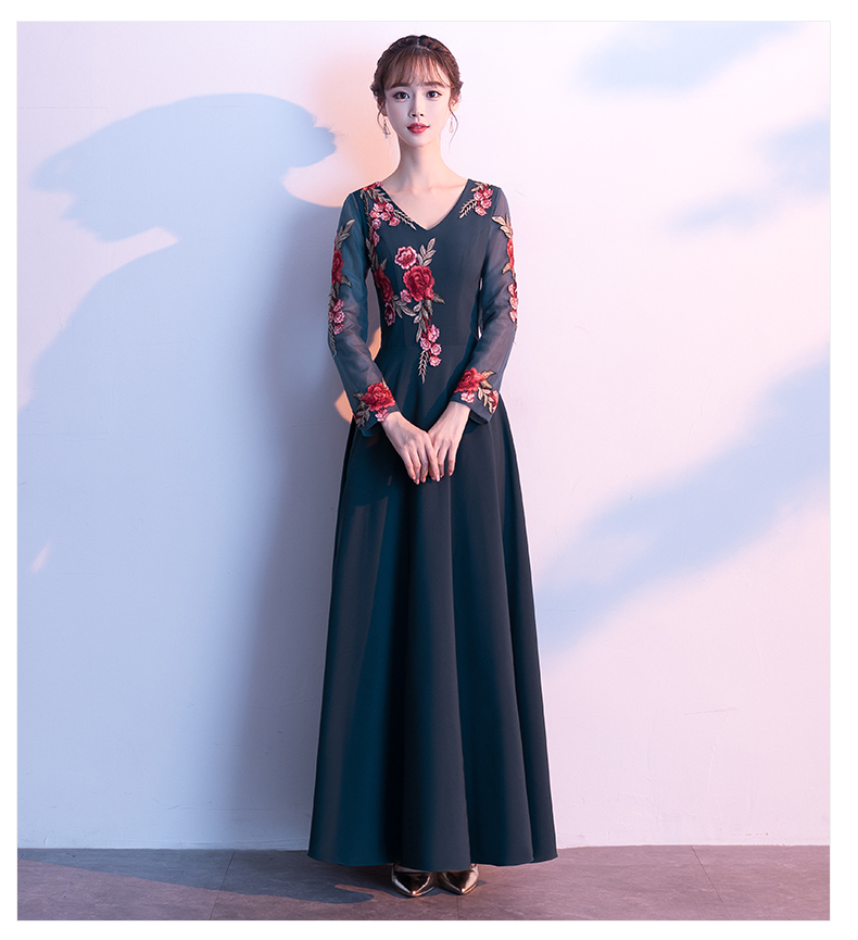 女士合唱指揮服黑色晚禮服